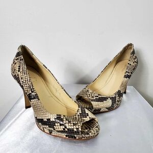 Calvin Klein Kail Snake Skin Pattern Peep Toe Heels Size 7